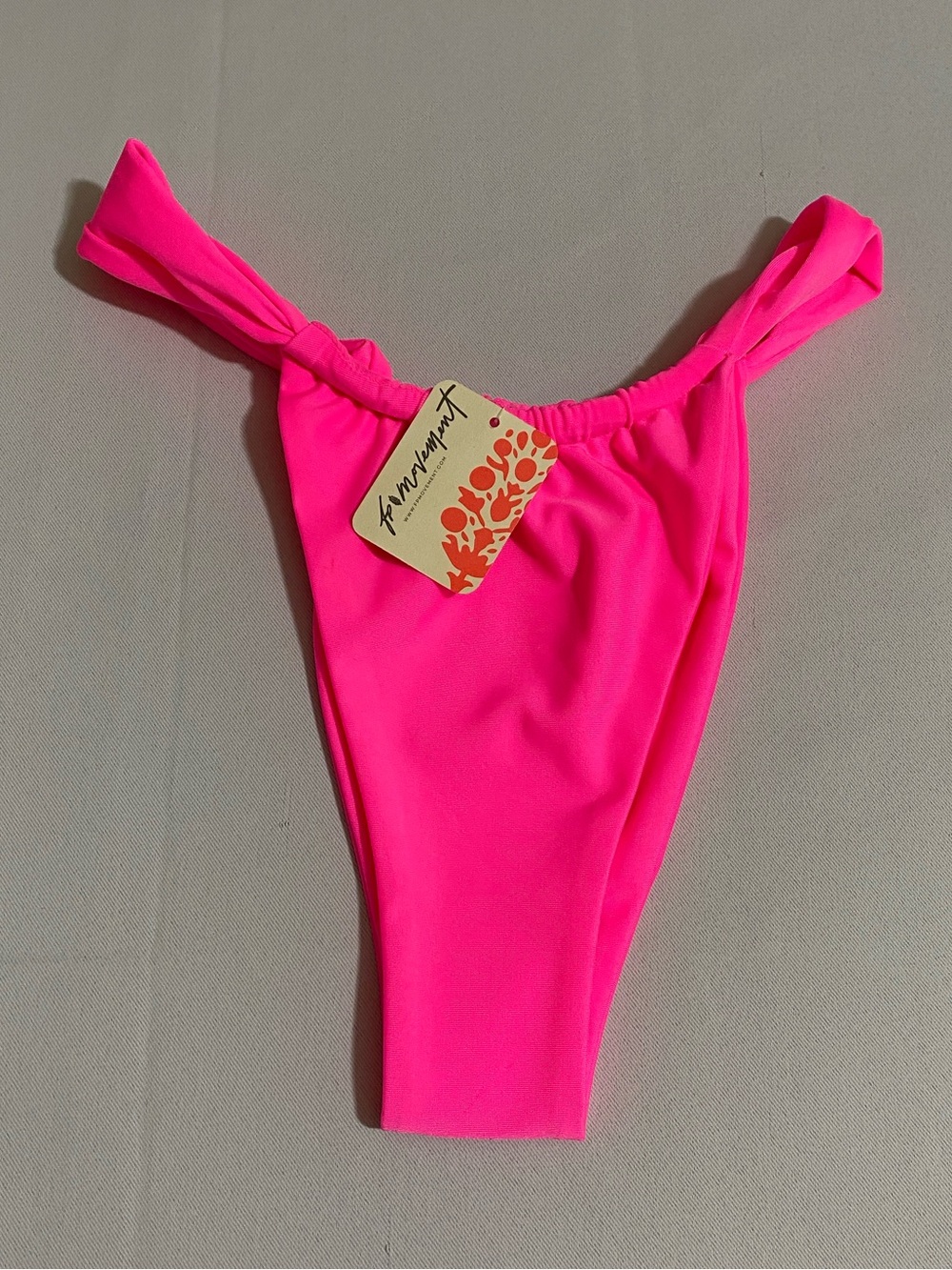 BELLESWIM by Free People Candy Bare Bikini Bottom NEON PINK Women's Size S